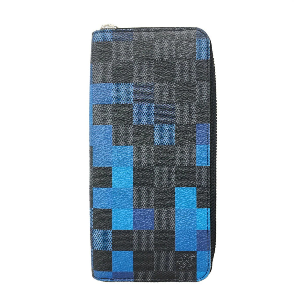 Louis Vuitton Damier Graphite Black Zippy Wallet Vertical Black Blue